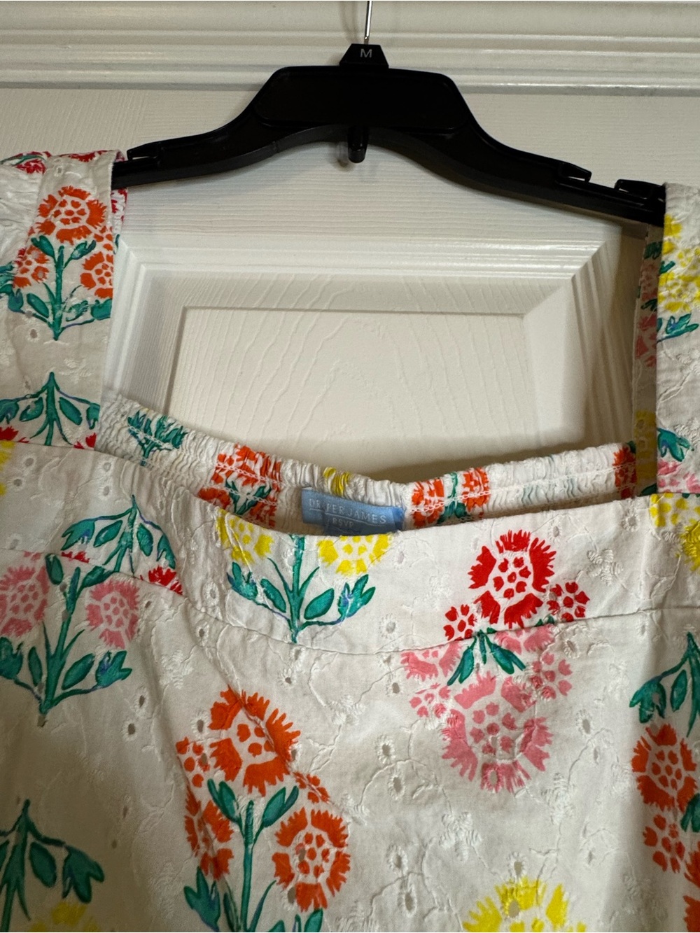 Draper James White Eyelet Floral Square-Neck Puff Sleeve Top - Picture 6 of 7